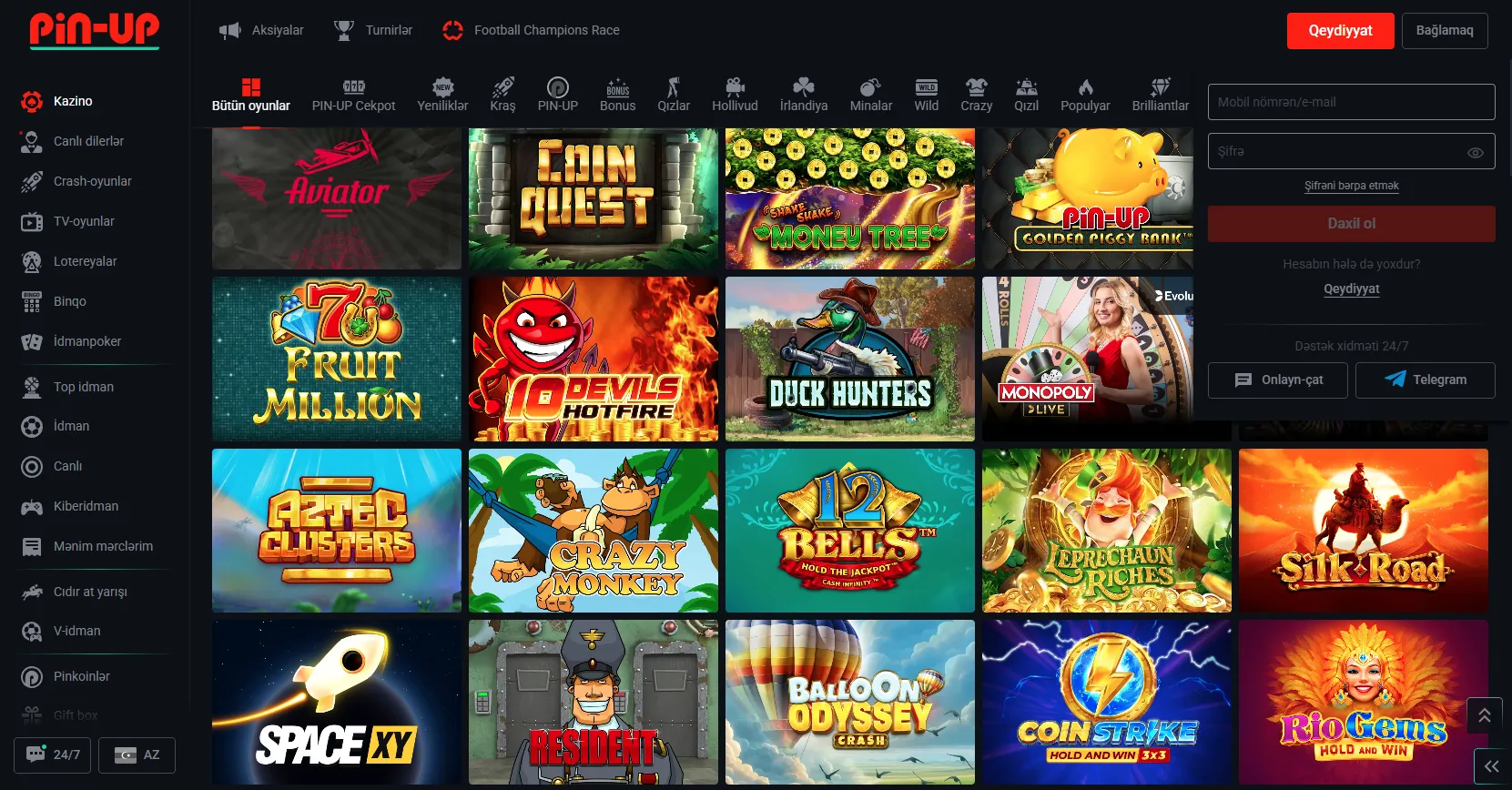 Pin Up Casino hesab yaratmaq və depozit qoymaq mərhələləri