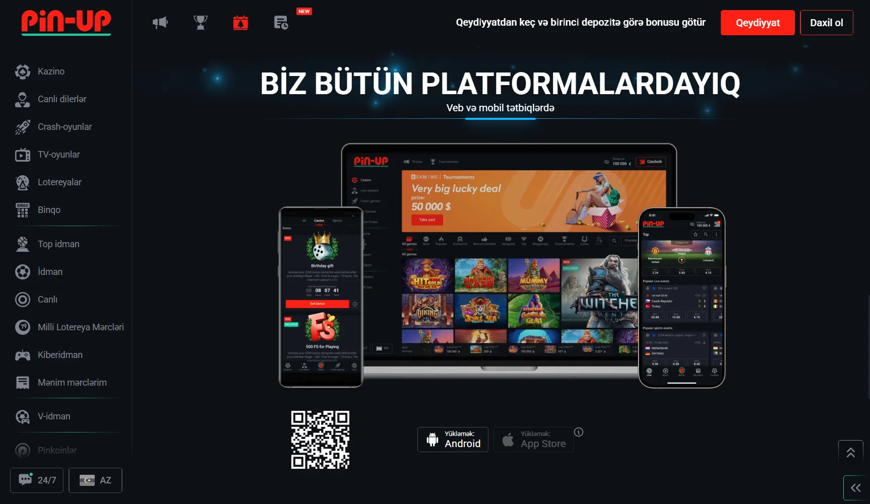Pin Up Casino mobil tətbiqin quraşdırılması Android üçün